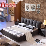 布床 布艺床1.8米 双人床 可拆洗  宜家软床储物chuang现代婚床