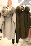 韩国东大门冬大码毛领毛呢外套女韩版中长款休闲呢子大衣W021