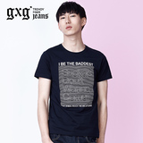 商场同款gxg jeans男装夏季男士修身字母印花圆领短袖T恤62644064