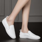 夏季韩版厚底白色乐福鞋小白鞋女鞋平底皮鞋平跟学生休闲缝制板鞋