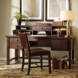 美式书房家具全实木复古做旧书桌 带抽屉储藏桌面小书架 办公桌子