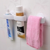 KM浴室吸盘式置物架洗面奶卫生间牙膏架壁挂架厕所吸壁式收纳架子