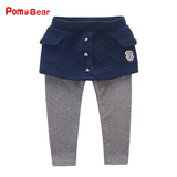 波姆熊精品童装女童春装修身假两件打底裤裙韩版新款加绒薄绒长裤