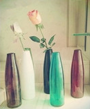 现代时尚水晶玻璃花瓶 工艺摆件个性小花插 彩色透明客厅简约花器