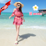 夏装波西米亚显瘦连衣裙雪纺海边度假修身海滩裙沙滩裙短裙女短袖