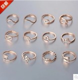 十二12星座戒指玫瑰金男女款情侣戒指环食指开口日韩国版不掉色