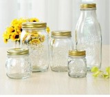 家居用品蜂蜜瓶创意糖果茶叶罐防潮带雕花透明玻璃瓶密封