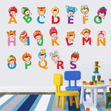 娃娃英文字母贴 儿童房书房幼儿园教室早教贴 可移除卡通家饰墙贴