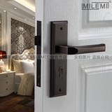 德国米莱米美式房门锁室内门锁仿古黑卧室门锁双开门欧式纯铜锁芯