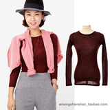 韩国代购16春季女装新款套头弹力长袖打底衫微透性感纯色显瘦T恤
