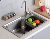 304不锈钢水槽单槽加厚拉丝厨房洗菜盆洗碗池方形水盆水盘全套餐