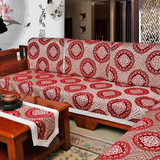 现代中式实木沙发垫四季民族风喜庆红坐垫红木沙发巾套罩灰粉米