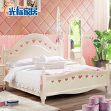 儿童床女孩韩式田园公主床1.2米1.5单双人床实木简约现代套房家具