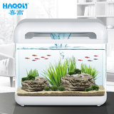 haqos喜高 迷你瀑布小鱼缸办公桌面创意生态小型水族箱水草造景缸