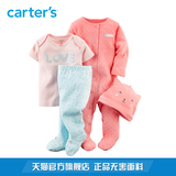 Carter's4件套装粉色长袖连体衣帽子新生儿全棉婴儿童装121D636