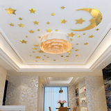 天花板镜面立体墙贴儿童房客厅卧室墙壁装饰品星星月亮创意卡通3D