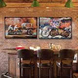 复古怀旧壁画铁艺工艺品走廊客厅咖啡酒吧装饰简约欧式摩托车壁挂