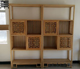 新中式书柜茶柜免漆老榆木书柜博古架书架仿古实木新明式家具定制