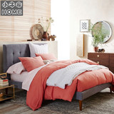 北欧宜家卧室布艺软包床简约现代双人床样板间实木软床1.8米2.0米