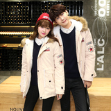 2015韩版情侣装棉衣冬季修身青年棉服男女加厚情侣外套中长款风衣