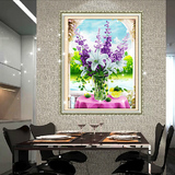 5D钻石画紫罗兰的约定圆钻水钻最新款花卉客厅大幅贴钻十字绣花瓶