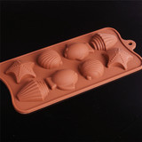 海洋系列  8连贝壳海星海洋鱼巧克力硅胶模具 diy做果冻磨具
