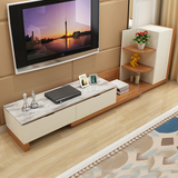 乐私 现代简约大理石电视柜茶几组合小户型客厅 可伸缩地柜矮柜