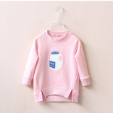 童装2015秋季新款 女童牛奶瓶卫衣儿童长袖圆领套头衫长袖T恤