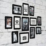 ysy新款创意纸质照片墙粘贴式 5寸黑色复古串串卡麻绳夹子相框墙