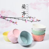 兰亭糖果瓷创意陶瓷碗彩色米饭碗韩式方碗日式小汤碗家用餐具套装