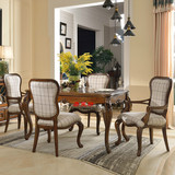 美式乡村实木雕花餐桌布艺餐椅欧式简约现代高档品牌特价法式家具