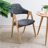 现代实木布艺休闲咖啡餐椅电脑宜家A字椅北欧简约靠背单人扶手椅