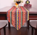 式桌布布艺桌旗咖啡厅台布东南亚风格条纹床旗民族风茶几布棉麻欧