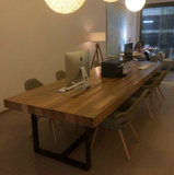 双人办公桌美式复古实木餐桌铁艺饭桌书桌酒吧工作台会议桌长桌子