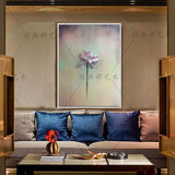 现代荷花新中式客厅装饰画沙发背景墙玄关餐厅壁画油画3D浮雕画