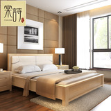 棠诗全实木床1 8米双人床原木色白蜡木1.5米高箱床卧室家具
