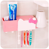 韩国创意卡通强力吸盘式牙膏牙刷架置物架 可爱浴室吸壁式牙具架
