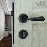 德国米莱米室内门锁美式简约执手锁欧式仿古黑色门把手分体式锁具