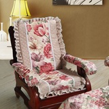 新款红木沙发垫韩式花边实木椅垫田园布艺可拆洗外套中式座靠连体