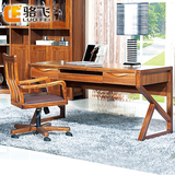 骆飞现代中式电脑桌家用办公桌实木创意书桌卧室写字台学习桌6821