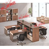 上海办公家具 特色新款办公桌+书柜 2/4人屏风桌职员桌组合员工位
