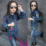 童装女童春秋装2016韩版儿童牛仔两件套中大童女孩春季外套衣服