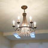 美式水晶吊灯铁艺复古卧室餐厅别墅乡村创意北欧大气个性灯具