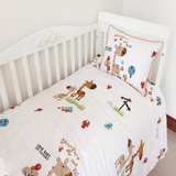 长颈鹿卡通纯棉儿童床上用品三四件套全棉婴儿被套被罩幼儿园被子
