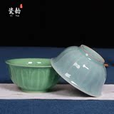 龙泉青瓷餐具套装 陶瓷碗米饭碗 仿古中式碗碟套装 可放微波炉碗
