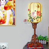 中式灯具手工彩绘台灯仿古木制台灯客厅茶馆床头灯婚庆影视道具