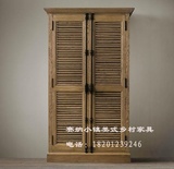 北京法式乡村风化色原木色欧式二门橡木百叶门衣柜全实木特价定做