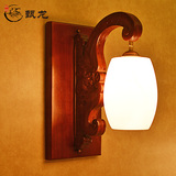 中式实木仿云石壁灯 高档木艺客厅茶楼书房卧室走廊床头壁灯