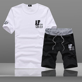 夏季AF运动套装韩版修身短袖T恤男青少年字母印花小清新学生 潮男