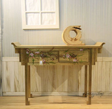香樟木家具中式家具手绘家具案台翘头玄关桌二斗桌供桌翘头书案台